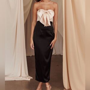 NWT Selfie Leslie Coquette Bow Bust Midi Dress Blush Size Small